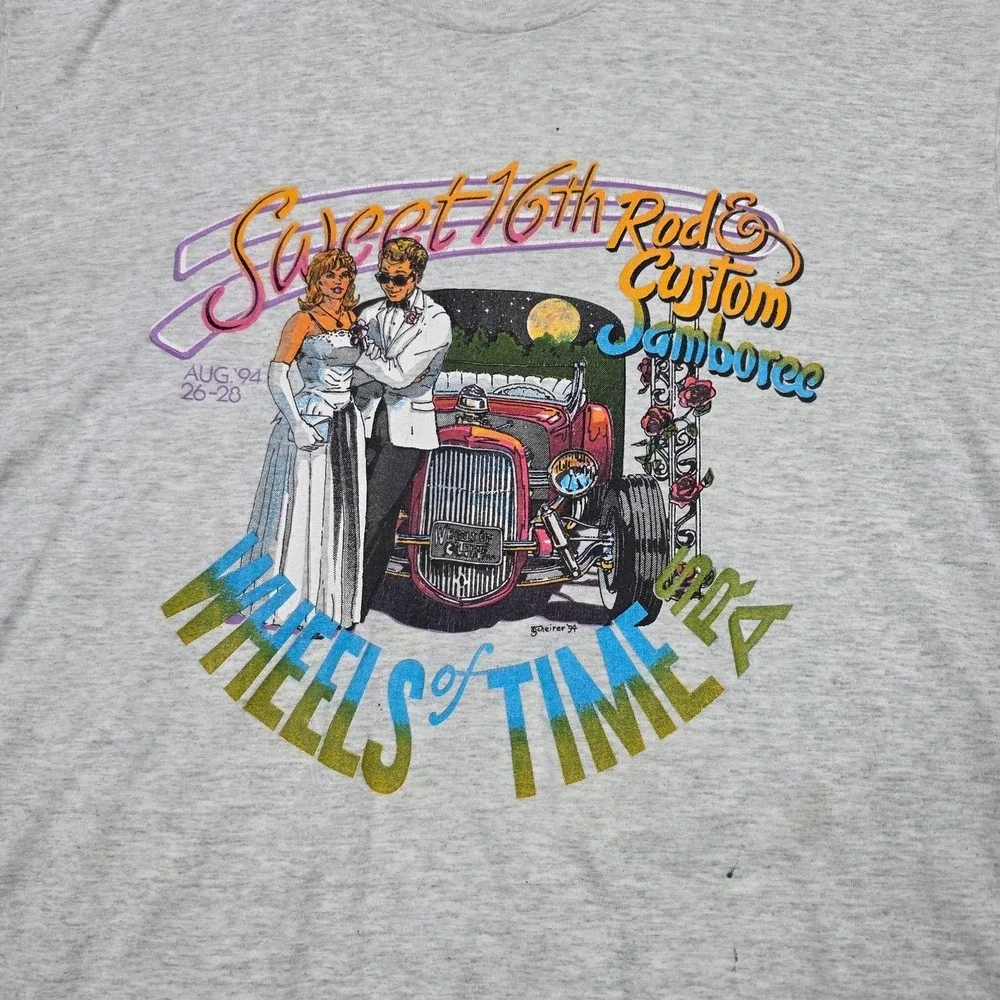 Vintage Wheels Of Time Sweet 16th Shirt Mens XL Gray Fruit Of The Loom 1994 90s